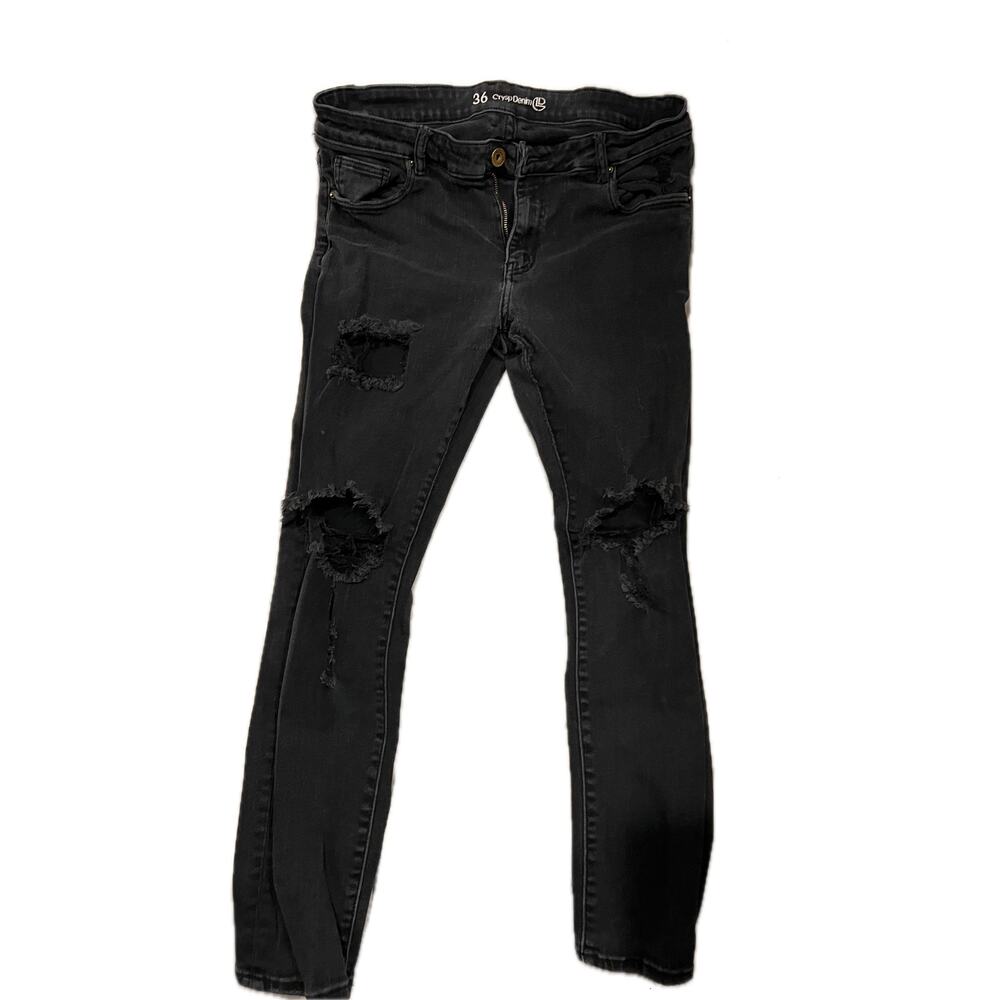 CryspDenum Slim Fit Black Jeans Mens 36x28